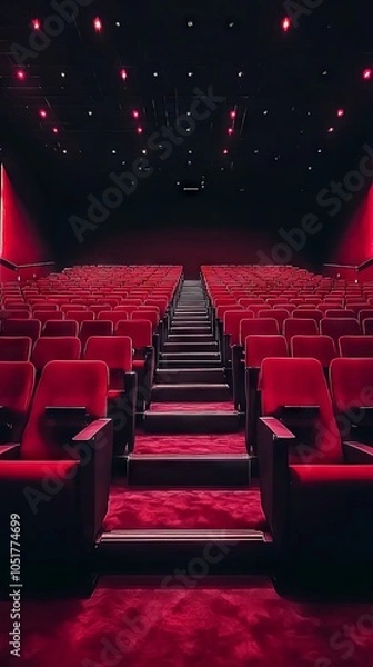 Fototapeta Empty Red Seats in a Movie Theater