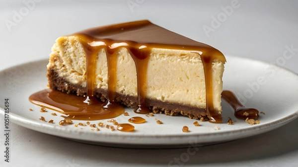Fototapeta Salted_caramel_cheesecake_with_a_caramel_driz
