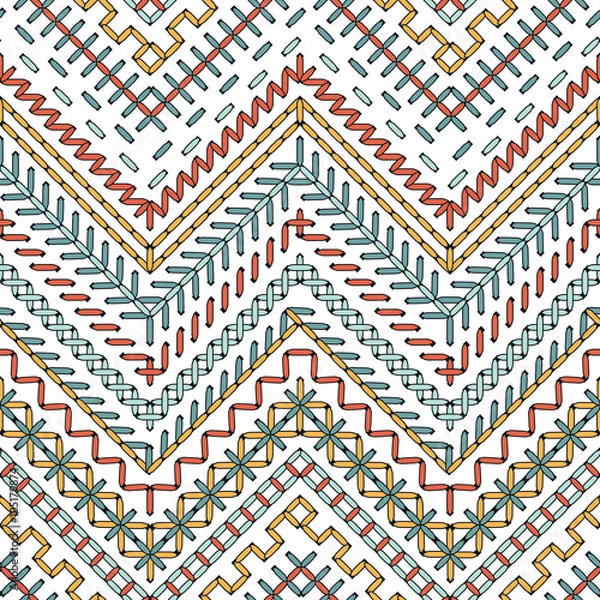 Fototapeta Vector stitch seamless pattern