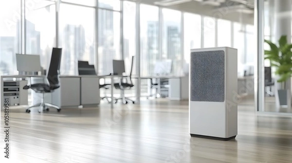 Fototapeta An office with energy-efficient HVAC systems and air purifiers