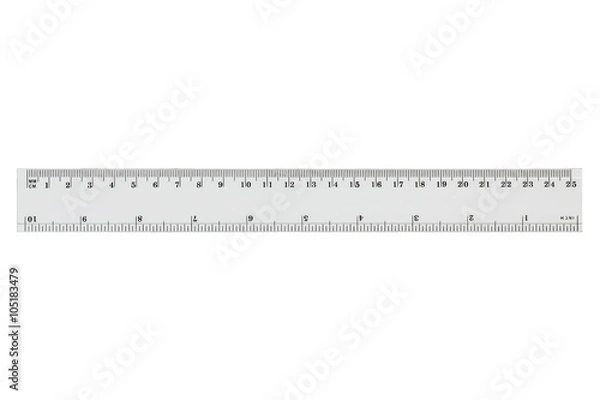 Fototapeta White transparent ruler, isolated on white, with clipping path
