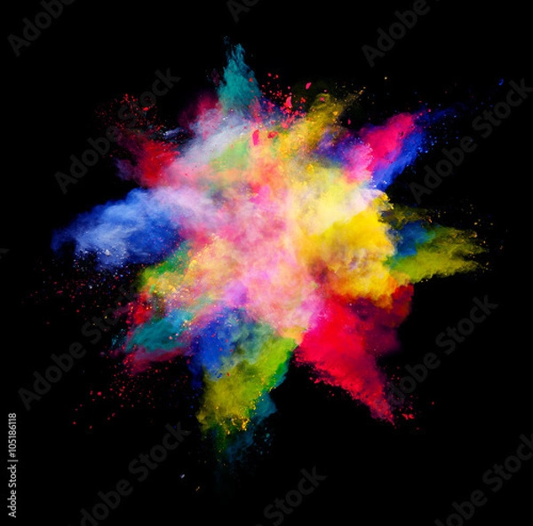 Obraz Explosion of colored powder on black background