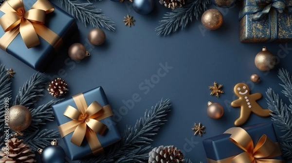 Obraz christmas background with dark blue background