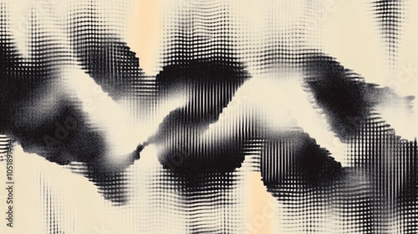 Fototapeta A vintage, surreal collage , featuring fluid, abstract lines