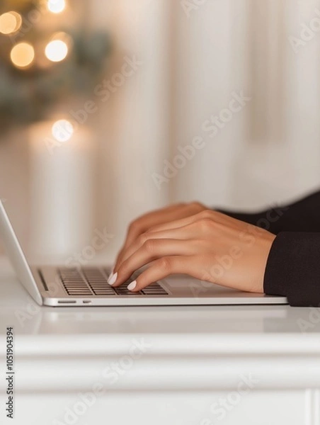 Fototapeta person typing on a laptop