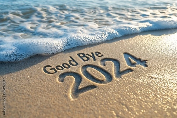 Fototapeta Good bye year 2024 on the beach