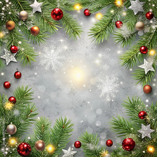 Obraz Festive Christmas Background on White with Space for Custom Text
