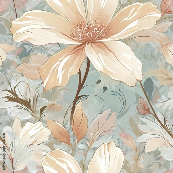 Obraz Seamless Soft Abstract Flowers with Light, Gentle Tones