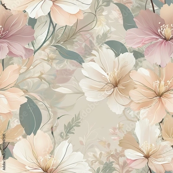 Obraz Seamless Soft Abstract Flowers with Light, Gentle Tones