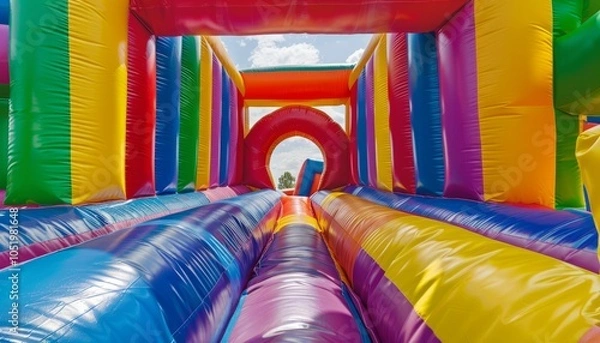 Fototapeta Jumping into Fun: The Vibrant World of the Bouncy Castle Play Area
