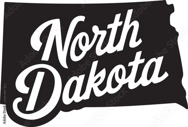 Fototapeta North Dakota State Map Typography Vector Graphic