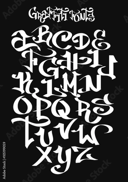 Obraz Graffiti font alphabet. Vector illustration.