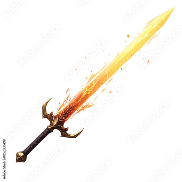 Fototapeta Glowing Fantasy Sword with Fiery Blade and Intricate Design.