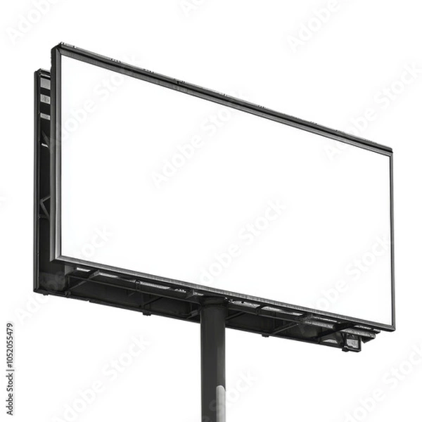 Fototapeta Empty billboard structure, perfect for advertising, white isolated background. cut out, PNG, transparent background.