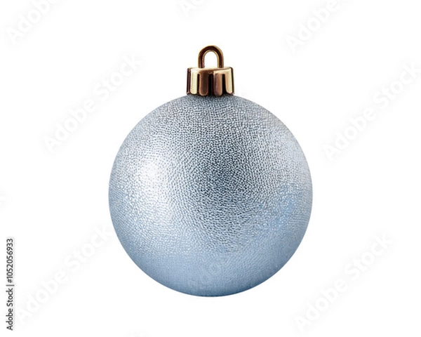 Fototapeta Shiny Christmas ornament ball in silver tone isolated on transparent background