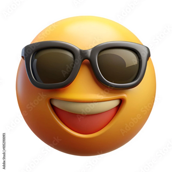 Obraz Smiling face with sunglasses icon isolated on transparent background