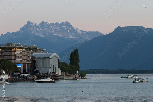 Fototapeta Vue de Montreux et du lac Léman