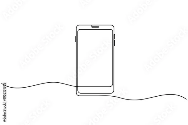 Fototapeta Smart phone continuous line drawing of isolate outline simple vector icon
