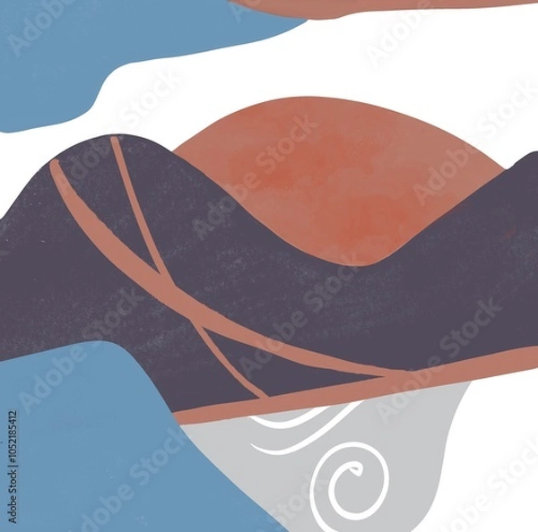 Fototapeta Boho abstract shapes, sunset