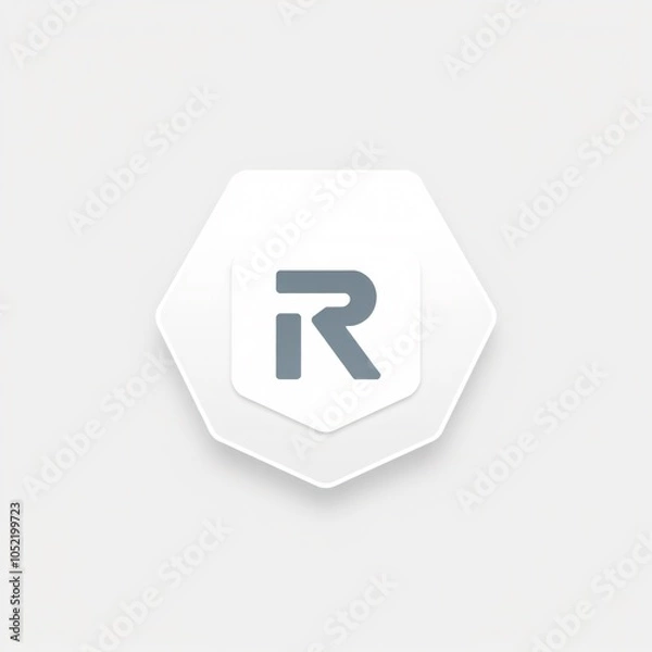 Fototapeta A modern minimalist logo design featuring a stylized letter R, suitable for branding and digital applications
