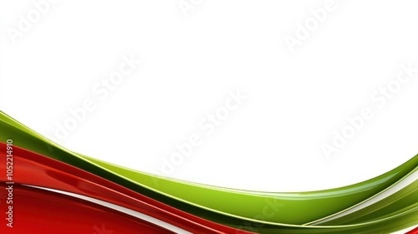 Fototapeta Abstract design with flowing red and green curves on a white background.