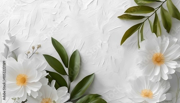 Fototapeta White Flowers and Textured Background