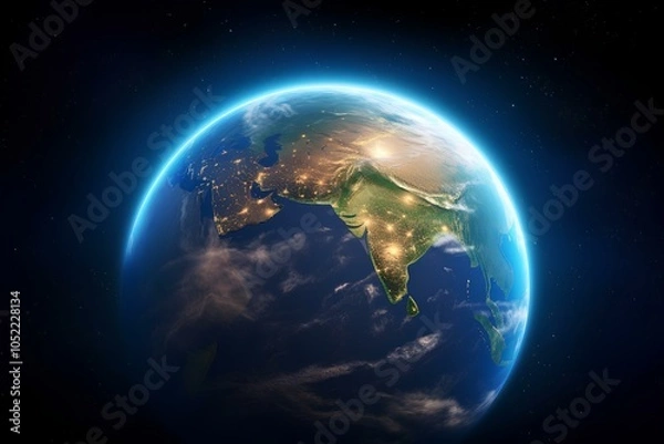 Fototapeta Blue planet of the solar system. Planet Earth, view from space.