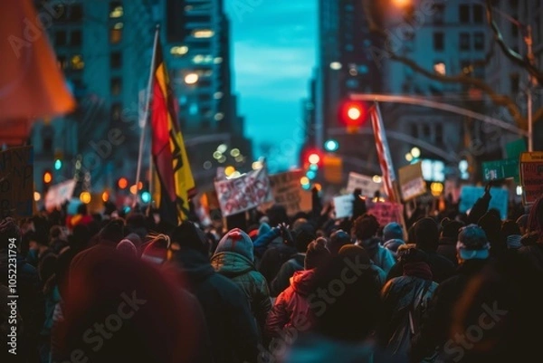 Fototapeta Vibrant Protest in Urban Setting