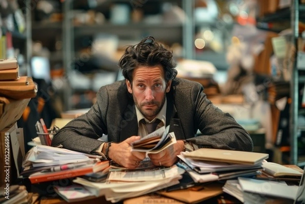 Fototapeta Overwhelmed by Paperwork