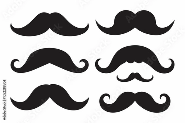 Fototapeta Set of mustache icon vector, Moustache Silhouette	