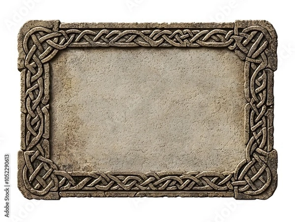 Fototapeta Ornate Celtic Knot Carved Stone Tablet with Blank Copy Space for Lettering or Designs