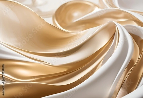 Fototapeta Abstract stylish golden and white wave

