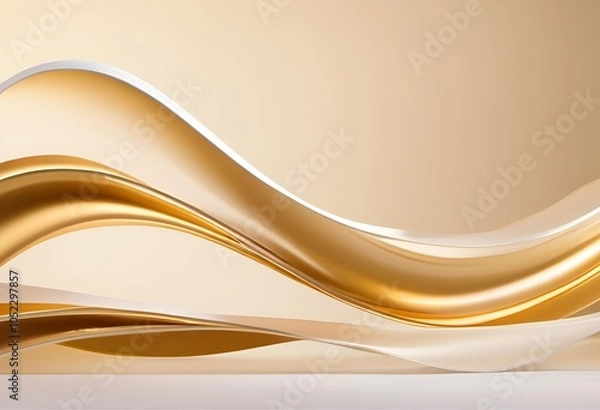 Fototapeta Abstract stylish golden and white wave
