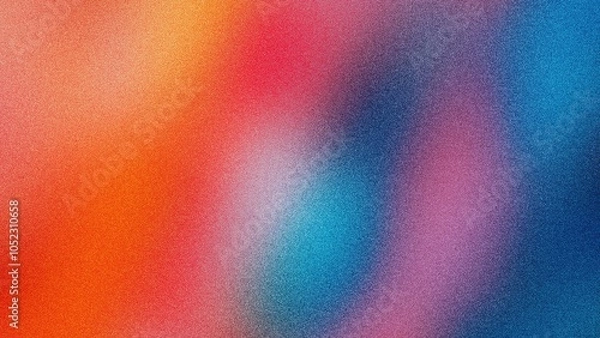 Fototapeta Bright rainbow gradient background with vivid red, blue, and orange hues, enhanced with grainy texture for a lively abstract effect, Grainy gradients style, vintage noise, abstract background