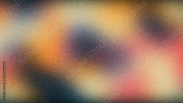 Fototapeta Soft orange, red, and blue gradient background with grainy texture, evoking a warm, blurred abstract look, Grainy gradients style, vintage noise, abstract background