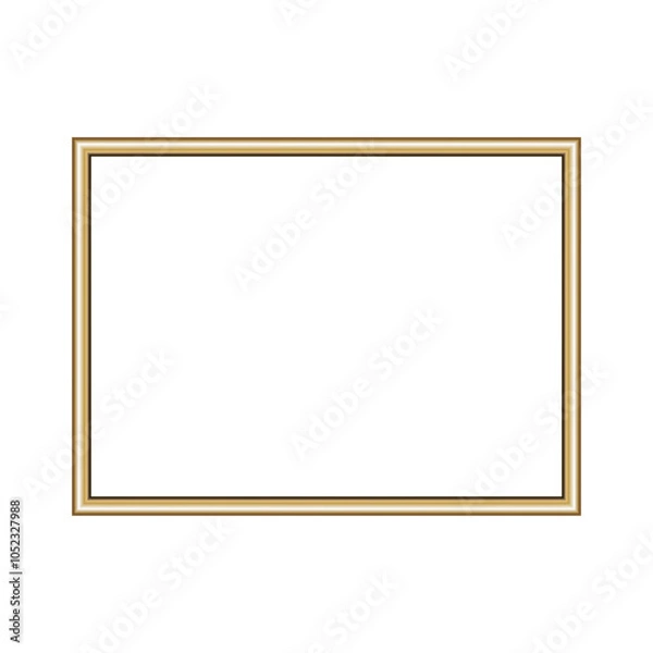Fototapeta Rectangle gold frame. Isolated luxury rectangle golden border. Gold rectangle frame mockup design element. Vector illustration.