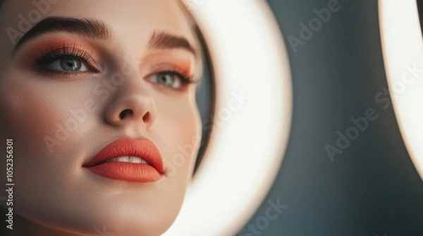 Fototapeta Final Touches of Makeup on a Model's Face