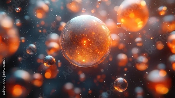 Fototapeta A hyper-detailed image of floating spheres made of different materials, captured with incredible textures and lighting.