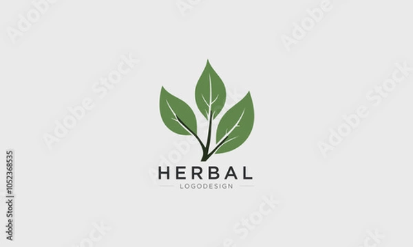 Obraz modern Herbal or leaf minimalist logo design for Business, company, and medicine.