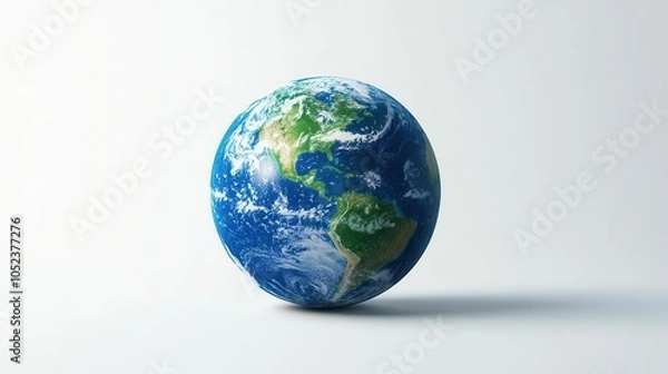 Fototapeta earth day vision showcasing the vibrant blue-green planet earth, beautifully rendered on a pristine white background, symbolizing hope and environmental awareness