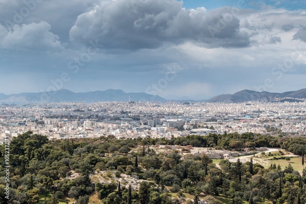 Obraz Landscape of ancient city with blue sky and clouds