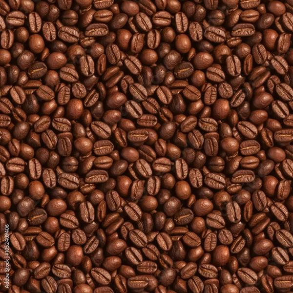 Fototapeta A close-up view of roasted coffee beans seamless pattern