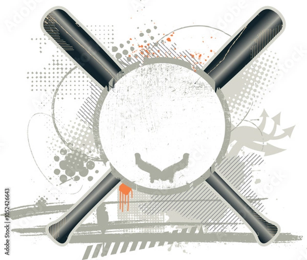 Obraz grunge baseball emblem with bats and copyspace
