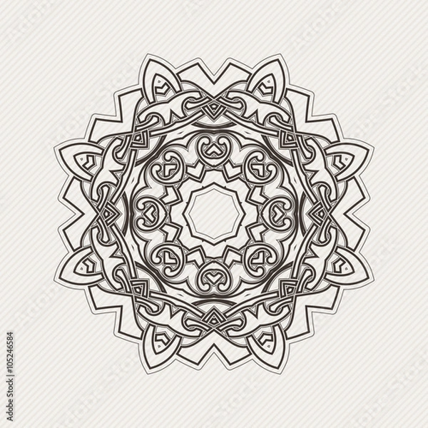 Fototapeta Vector mandala. Gothic lace tattoo. Celtic weave with sharp corners. 