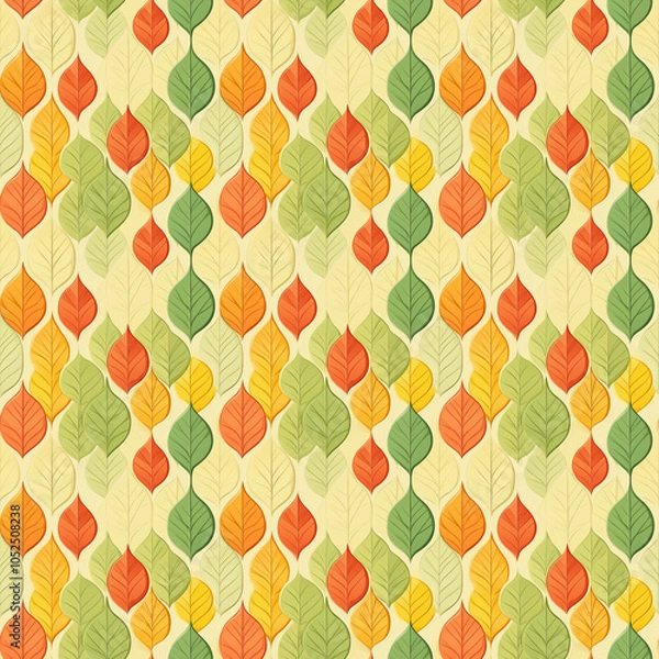 Fototapeta Seamless pattern with fall leaf, abstract leaf, texture shadow, leaf background design