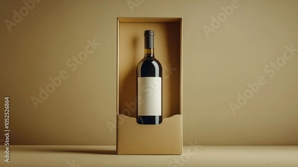 Fototapeta Elegant Wine Bottle in Minimalist Cardboard Packaging for Modern Branding