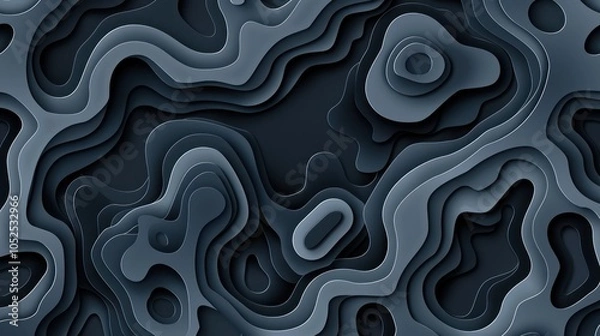 Fototapeta Abstract layered design with dark tones and fluid shapes, ideal for backgrounds or digital art.