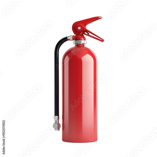 Obraz Red fire extinguisher, white isolate background transparent background.