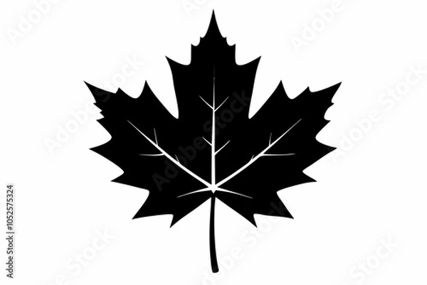 Fototapeta Canadian maple leaf black silhouette vector, maple leaf icon