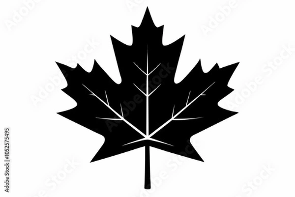 Fototapeta Canadian maple leaf black silhouette vector, maple leaf icon
